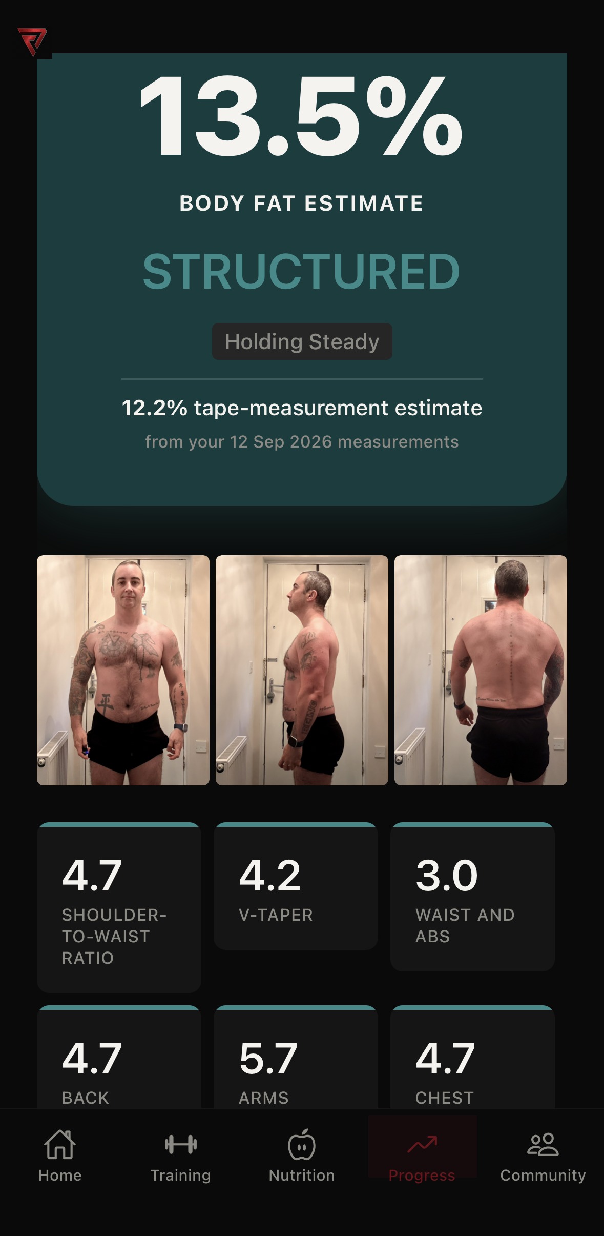 Physique scan — AI body fat analysis