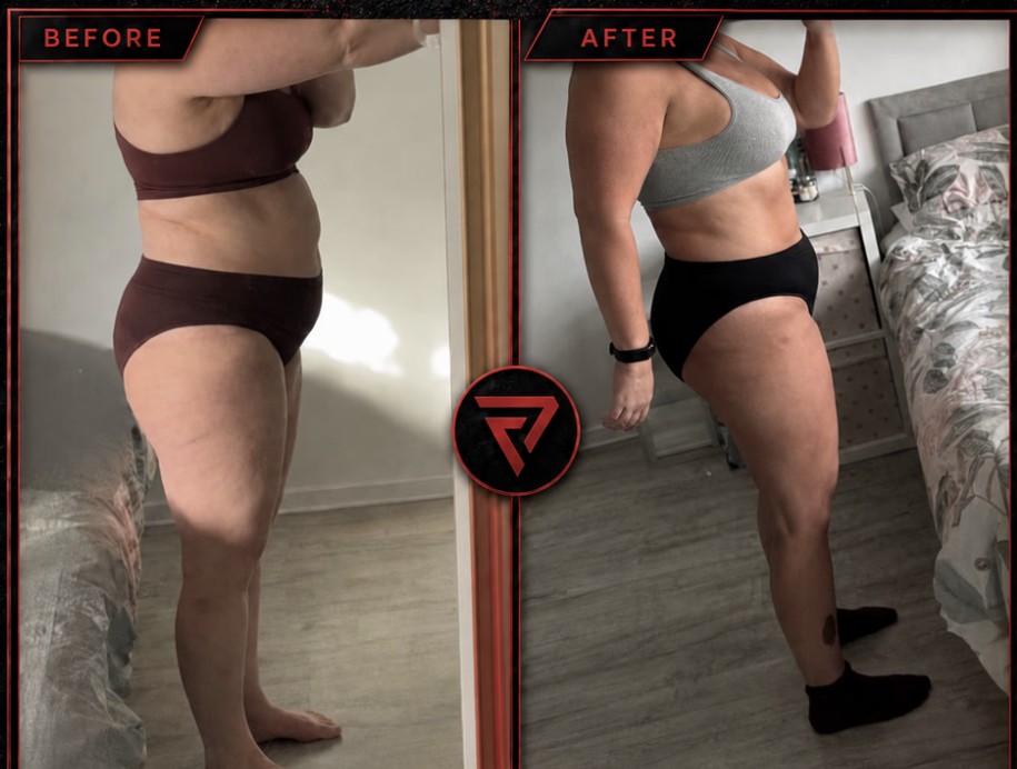 Rachel M before and after — Accelerator, 6 weeks